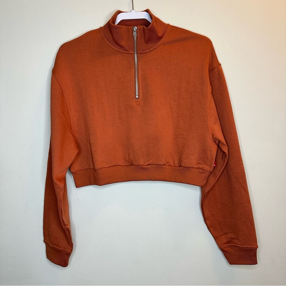 LEVI’S WOMEN TOP COSMO 1/4 ZIP SWEATSHIRT Size S Baked Clay- Brown MSRP59.50